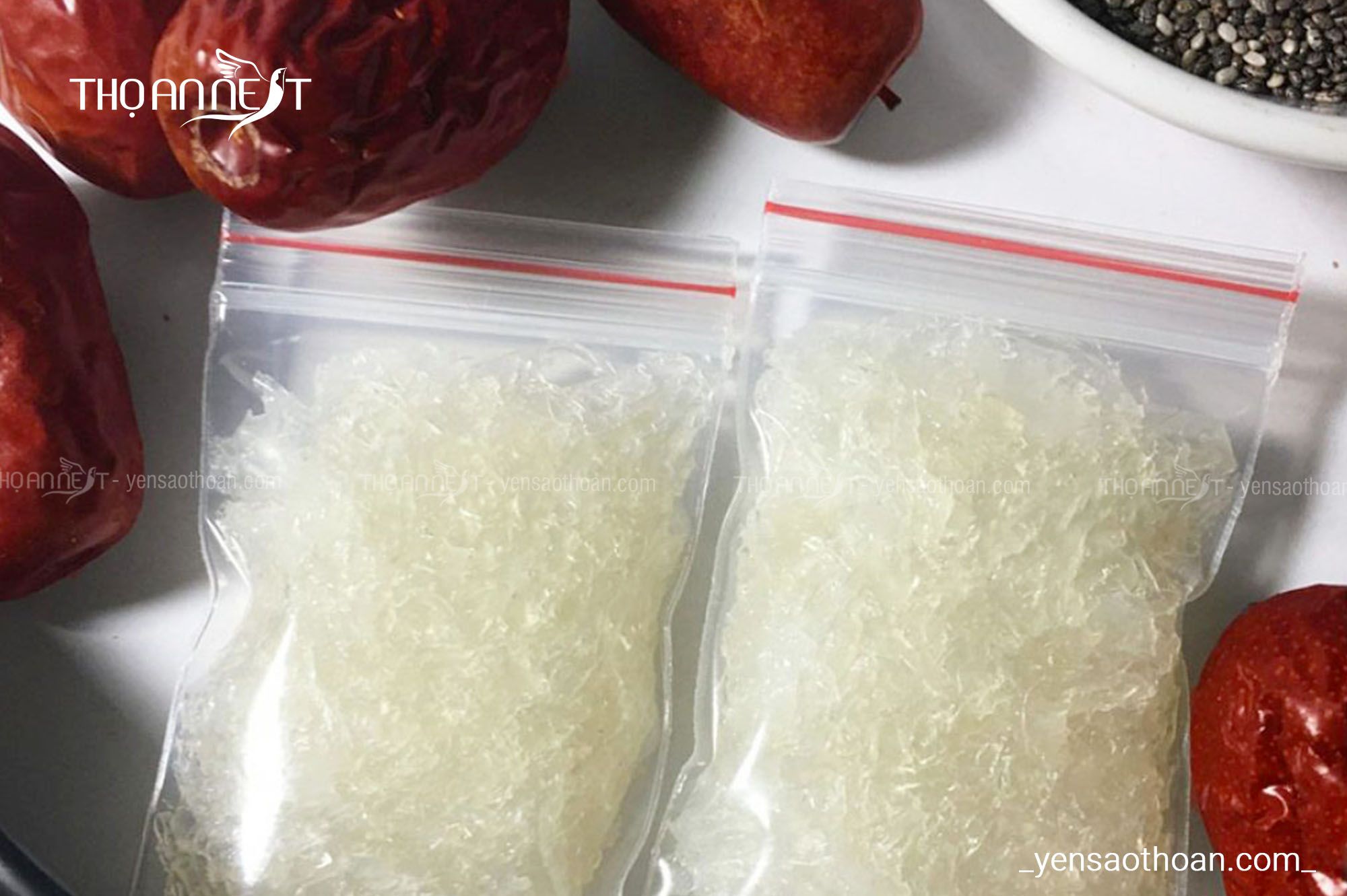 Yến tươi sau khi làm sạch có thể để vào túi zip và bảo quản trong tủ lạnh